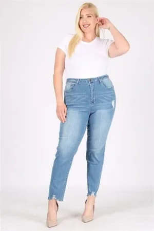 Plus Size Mid-Rise Distressed Denim Jeans - Pack of 6