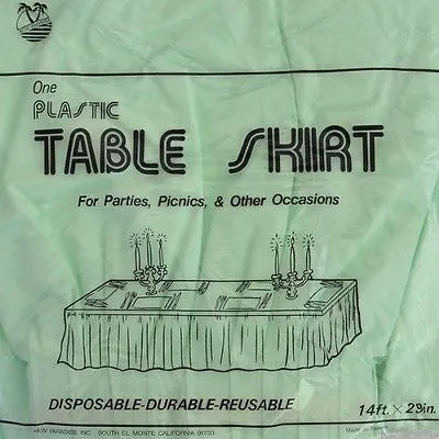 Premium Plastic Seafoam Mint Green Table Skirt 29" x 14" Reusable