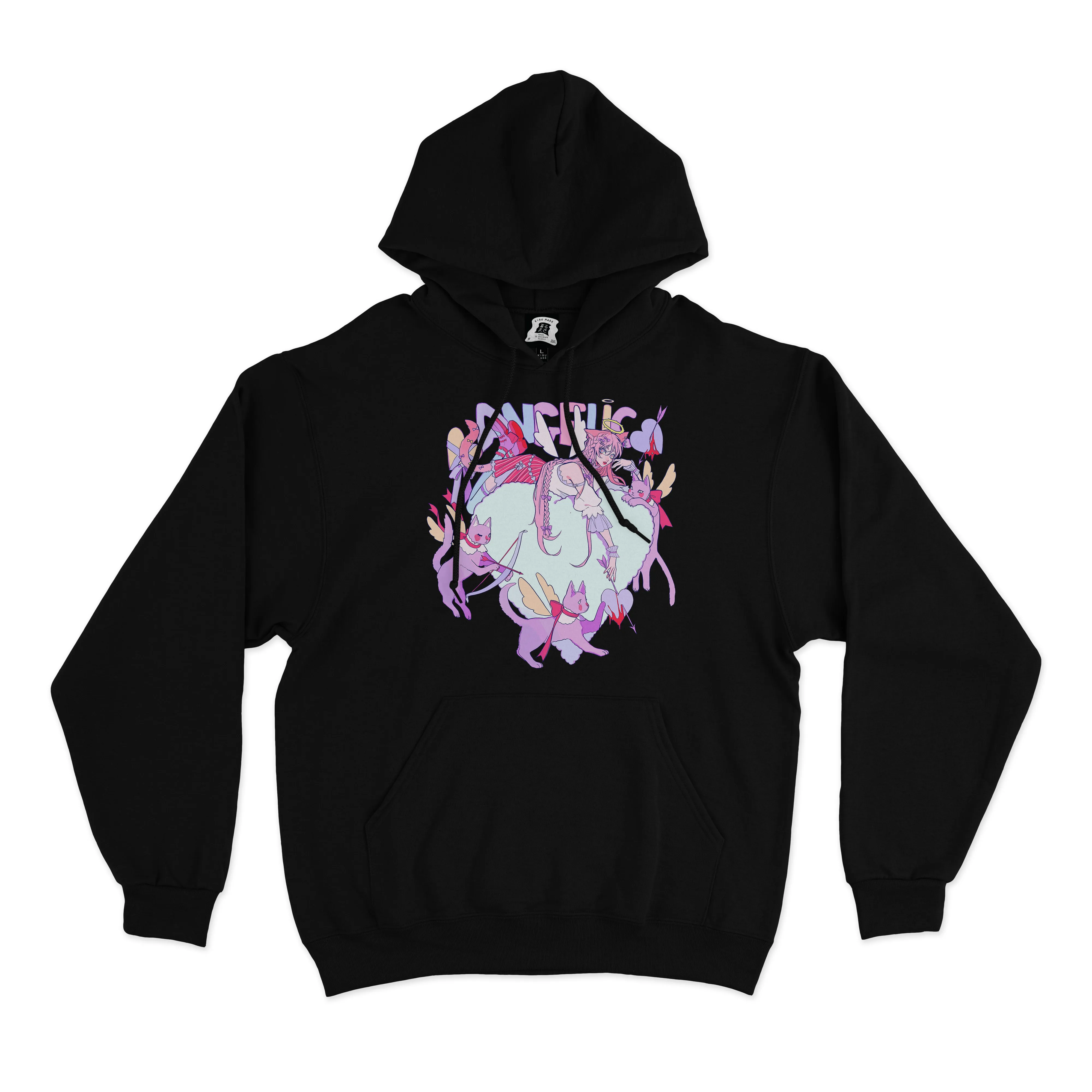 "Angelic" Basic Hoodie Black/White