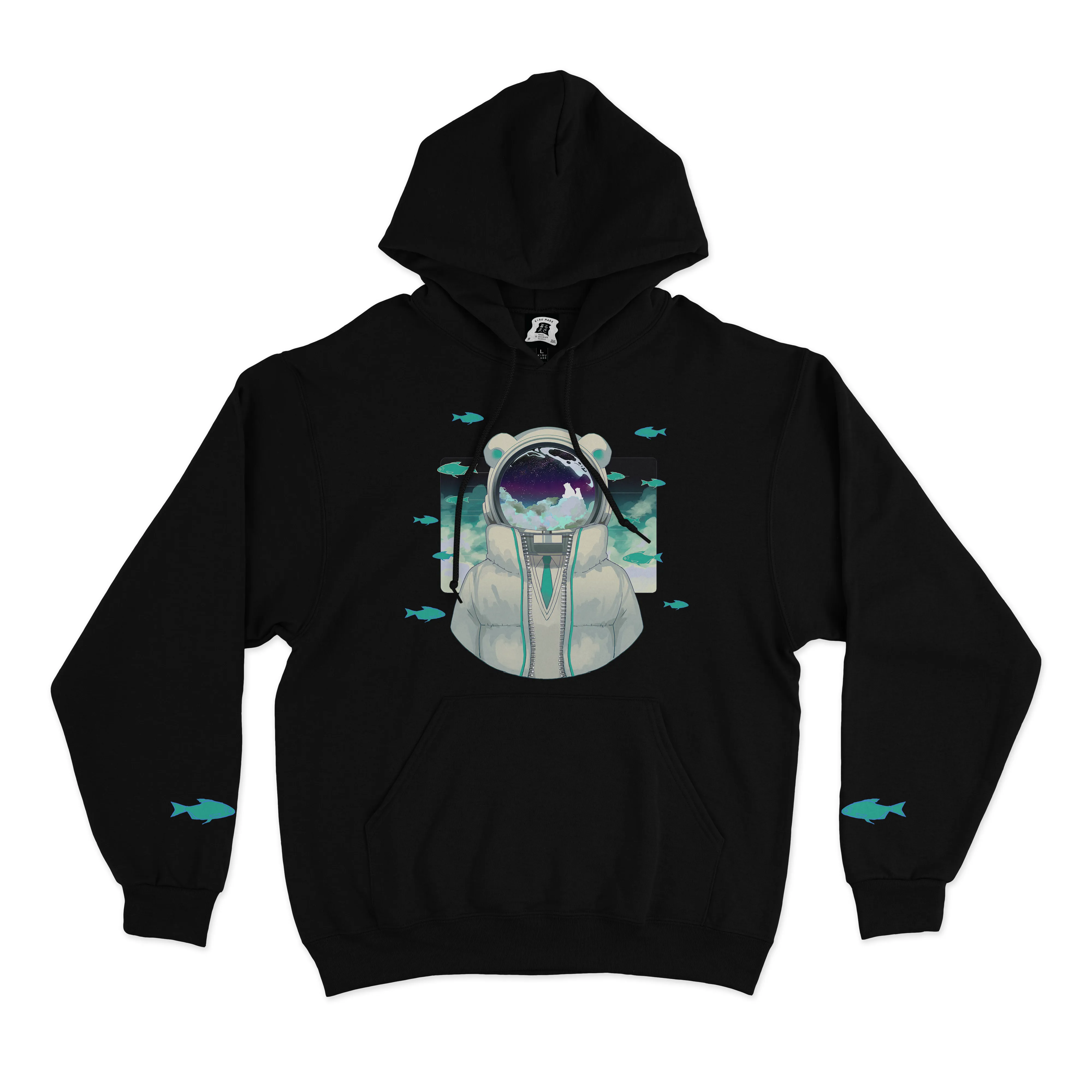 "Bears in Clouds" Basic Hoodie Black