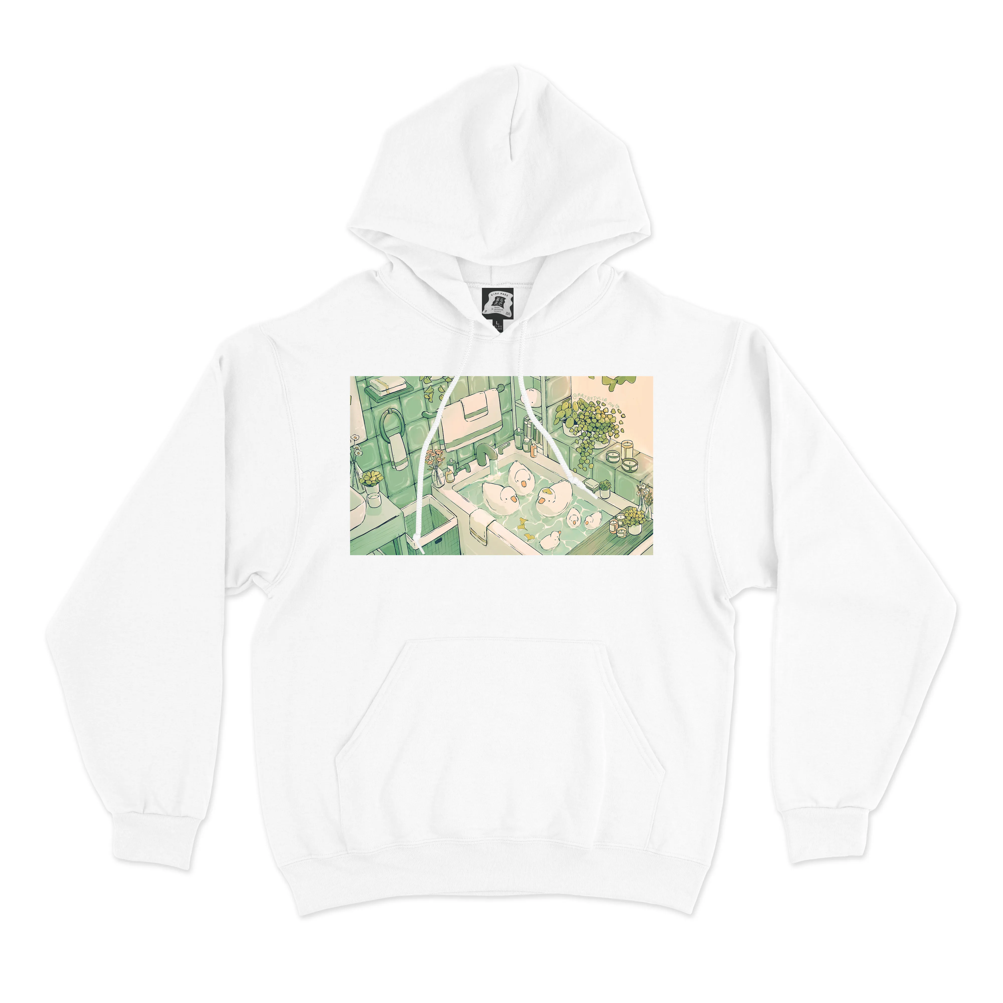 "Duck Bath" Basic Hoodie White/Black