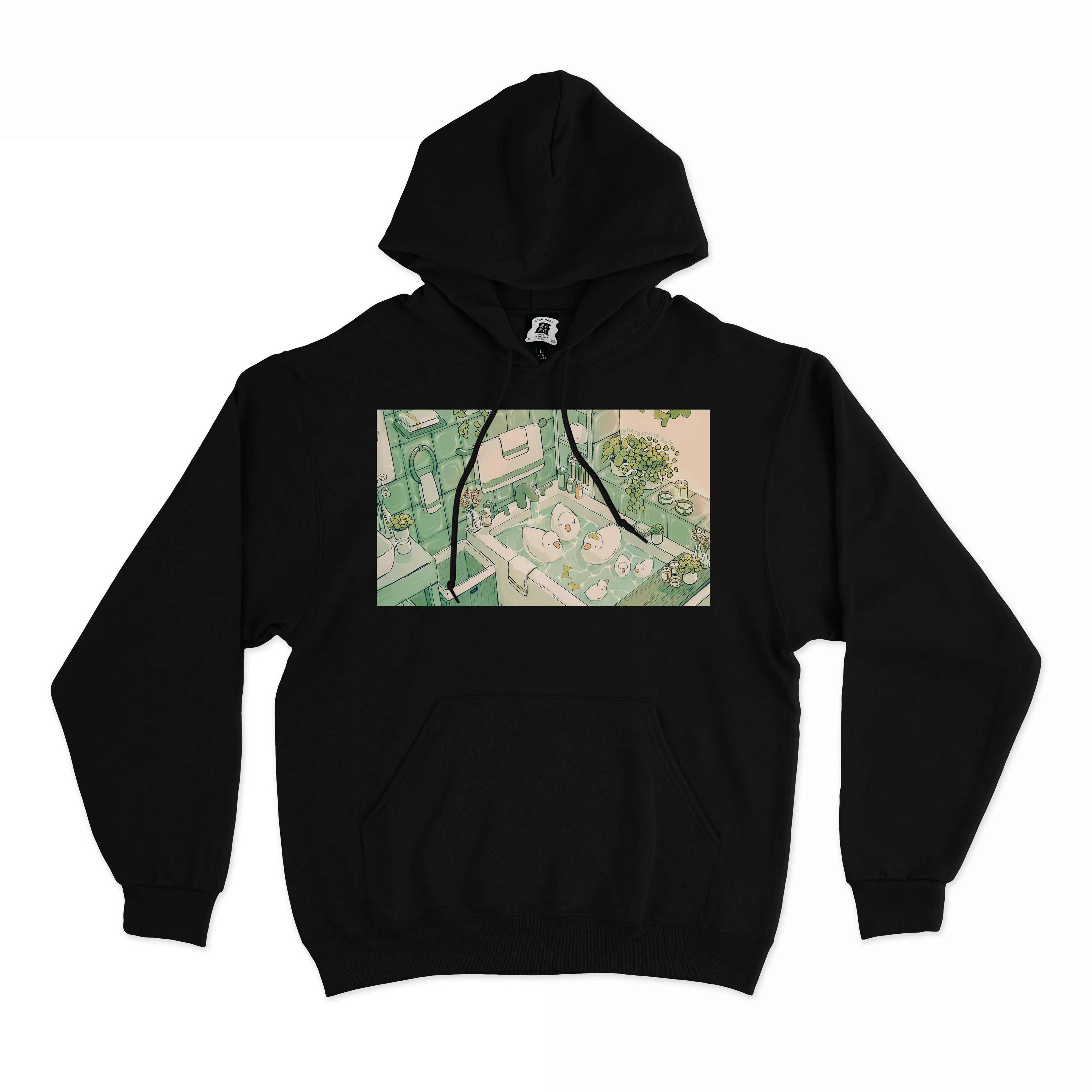 "Duck Bath" Basic Hoodie White/Black
