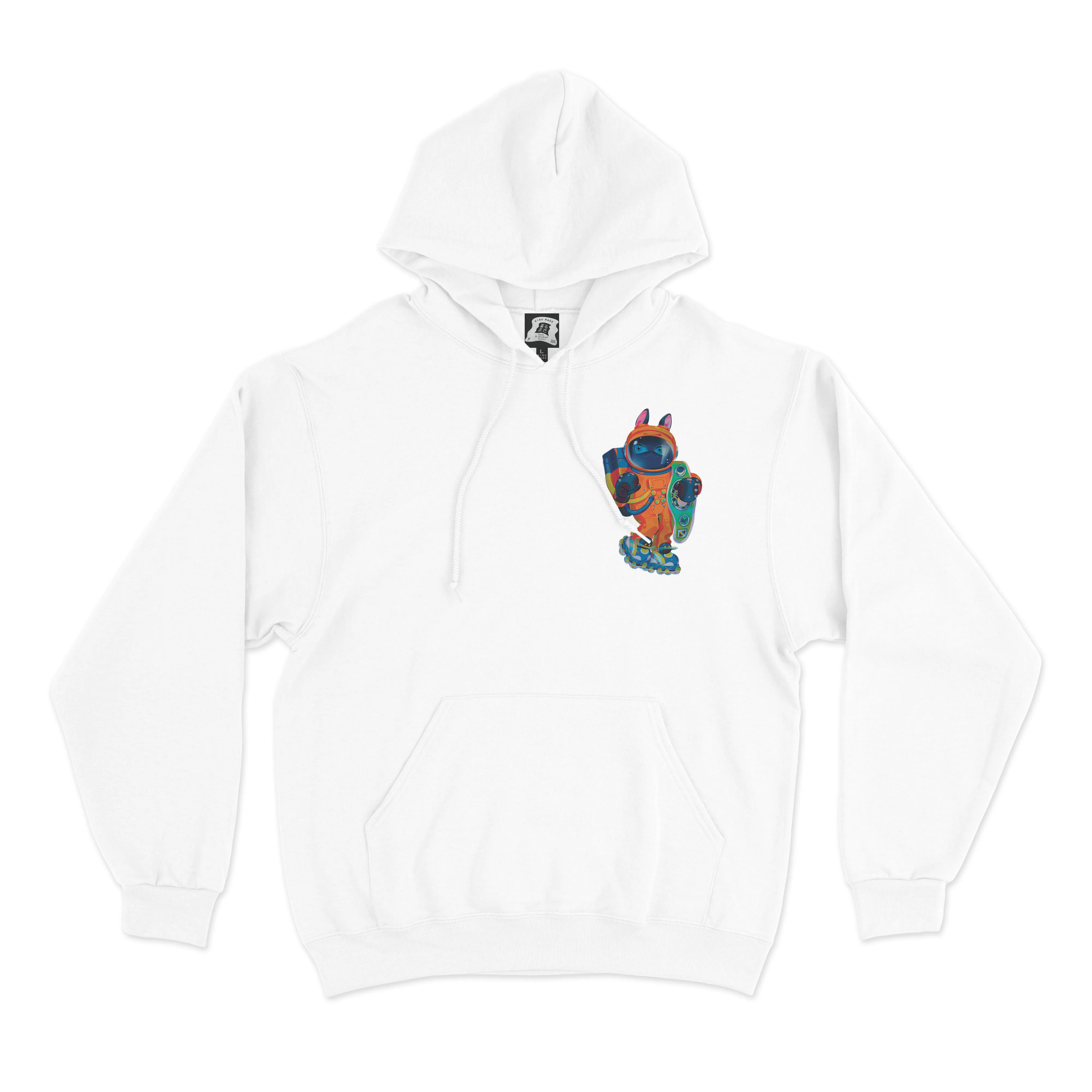 "Extraterrestrial Boxing" Basic Hoodie White/Black