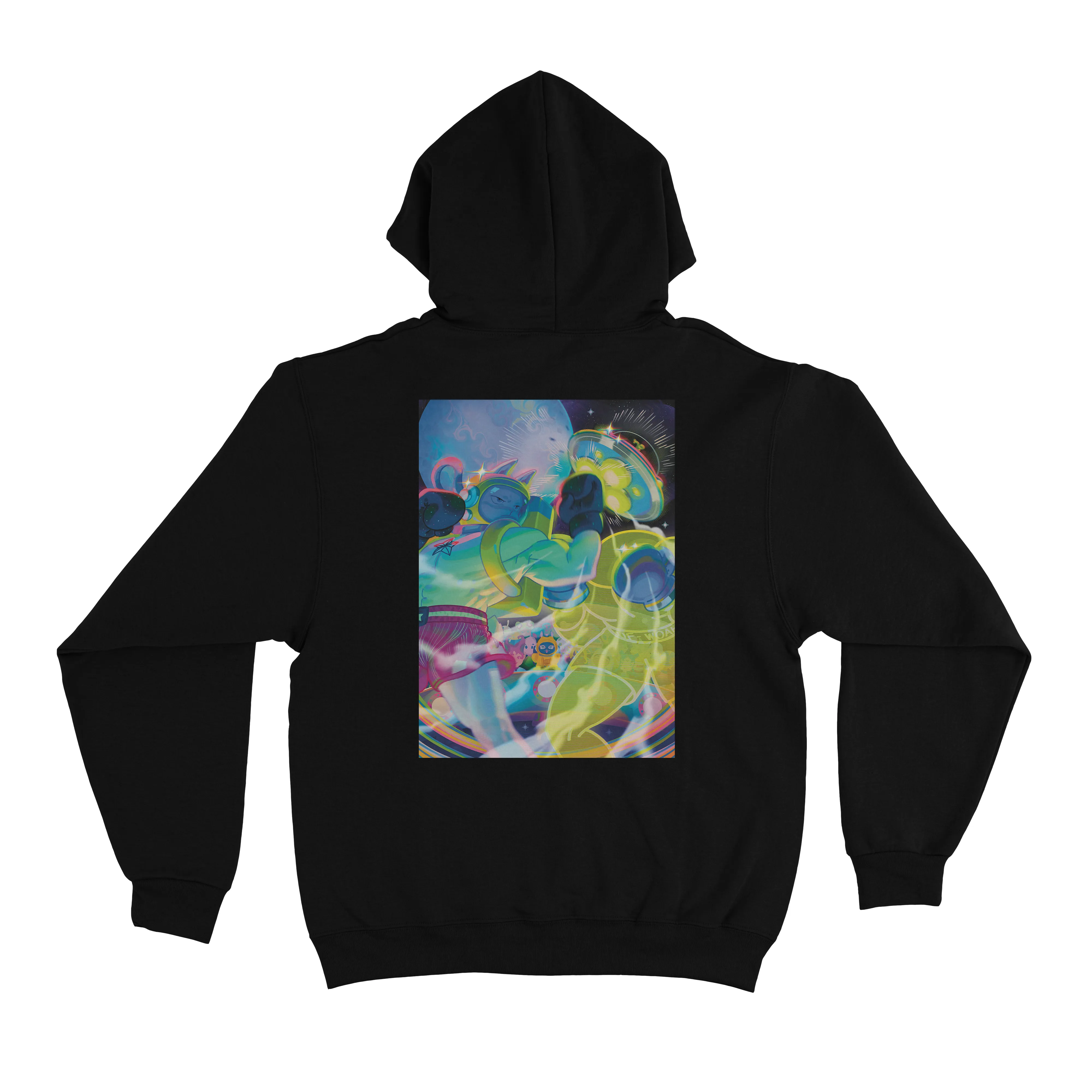 "Extraterrestrial Boxing" Basic Hoodie White/Black