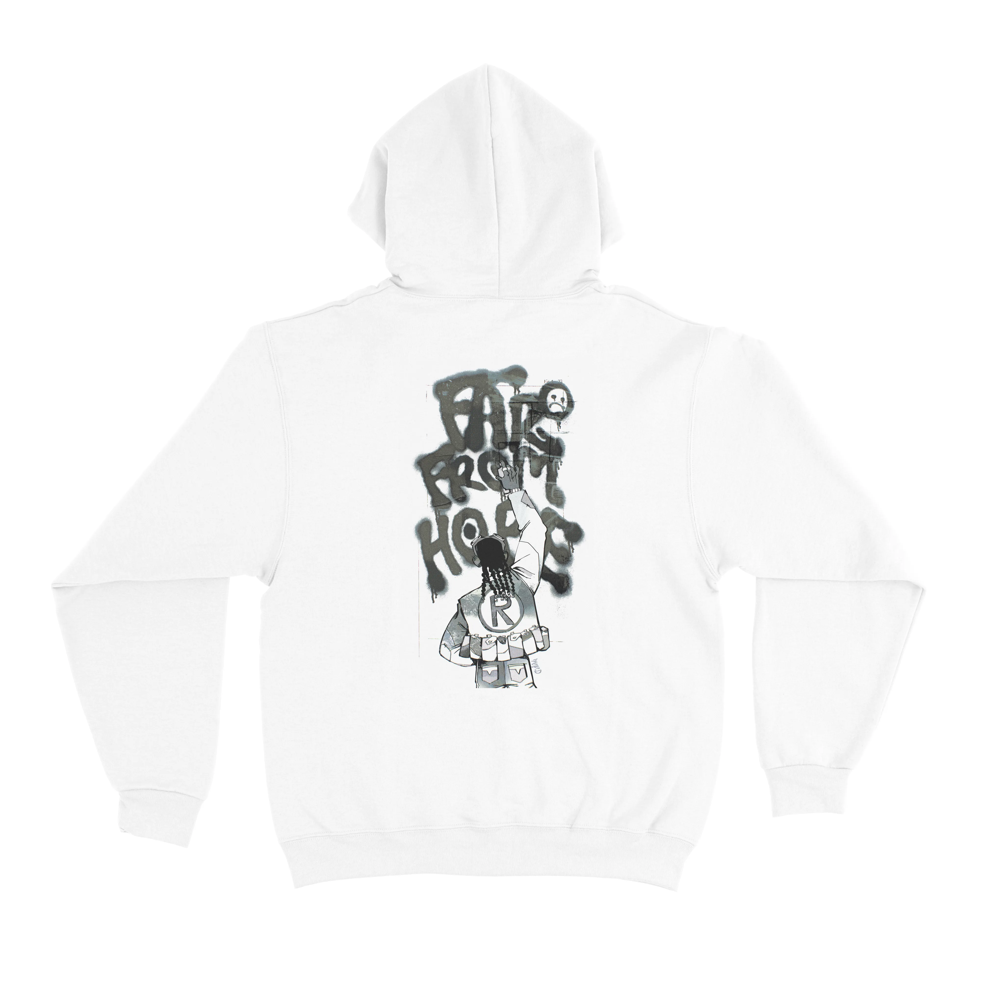 "Far From Hope" Basic Hoodie White