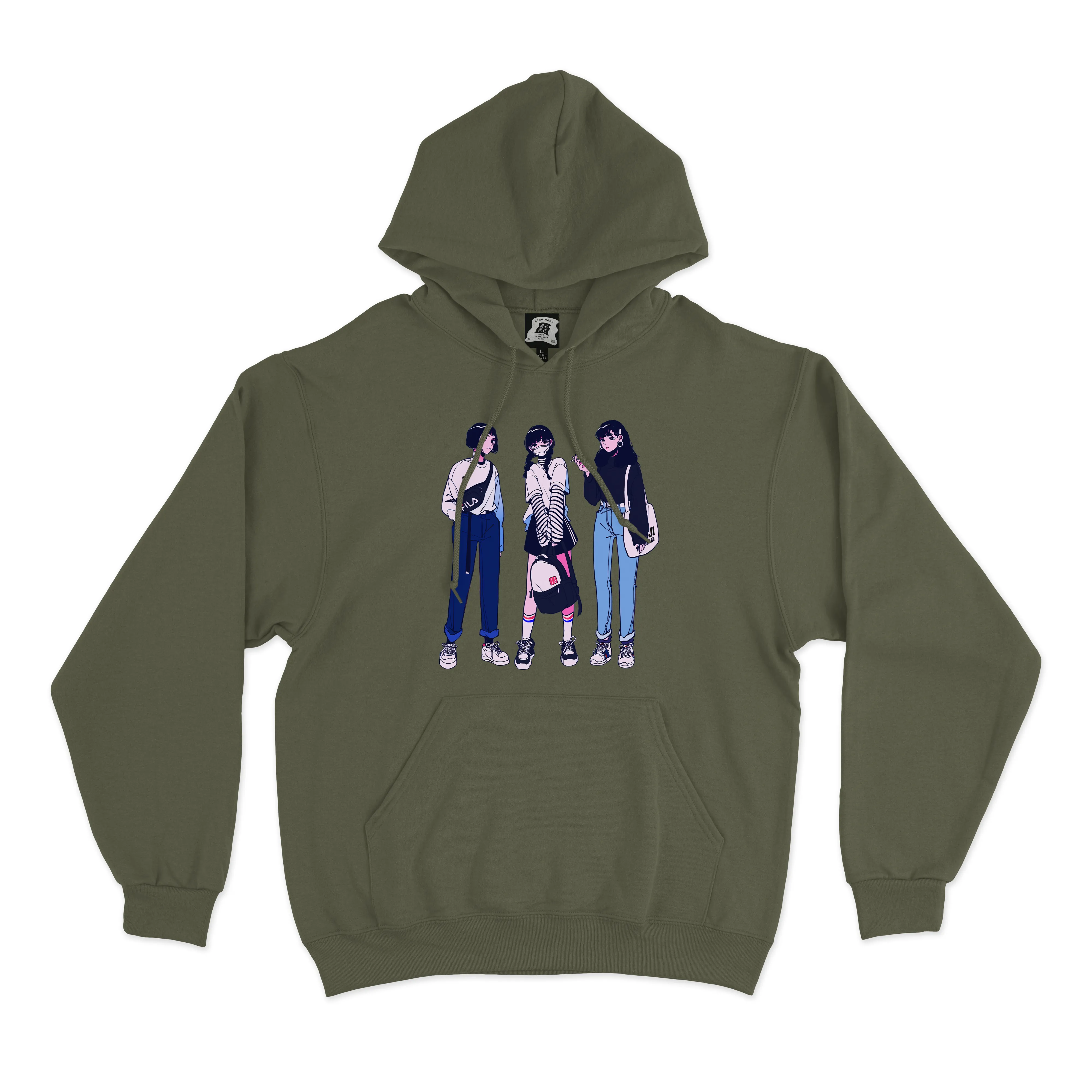 "Girls 01" Fleece Hoodie Light Pink/Khaki