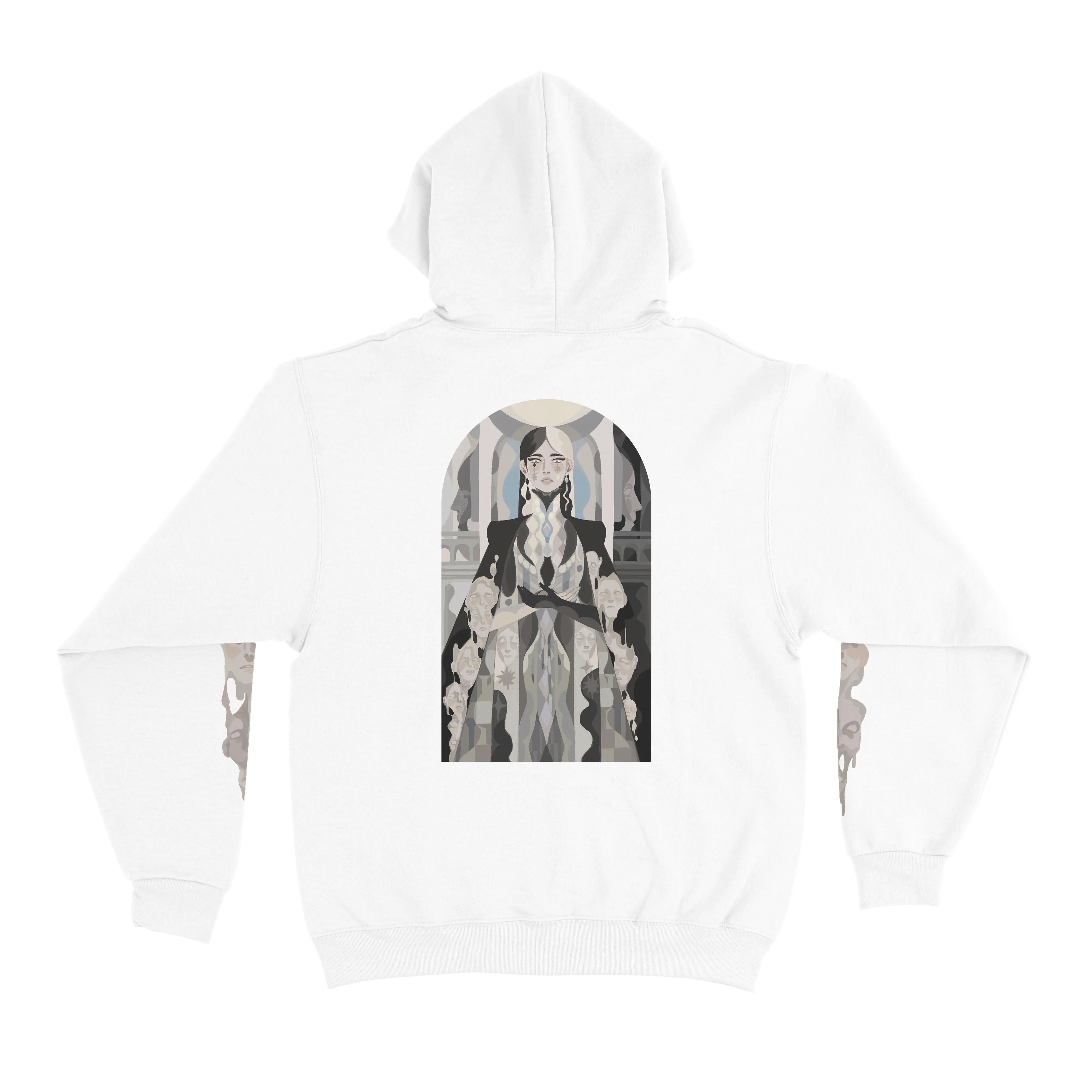 "High Priestess" Basic Hoodie White/Black