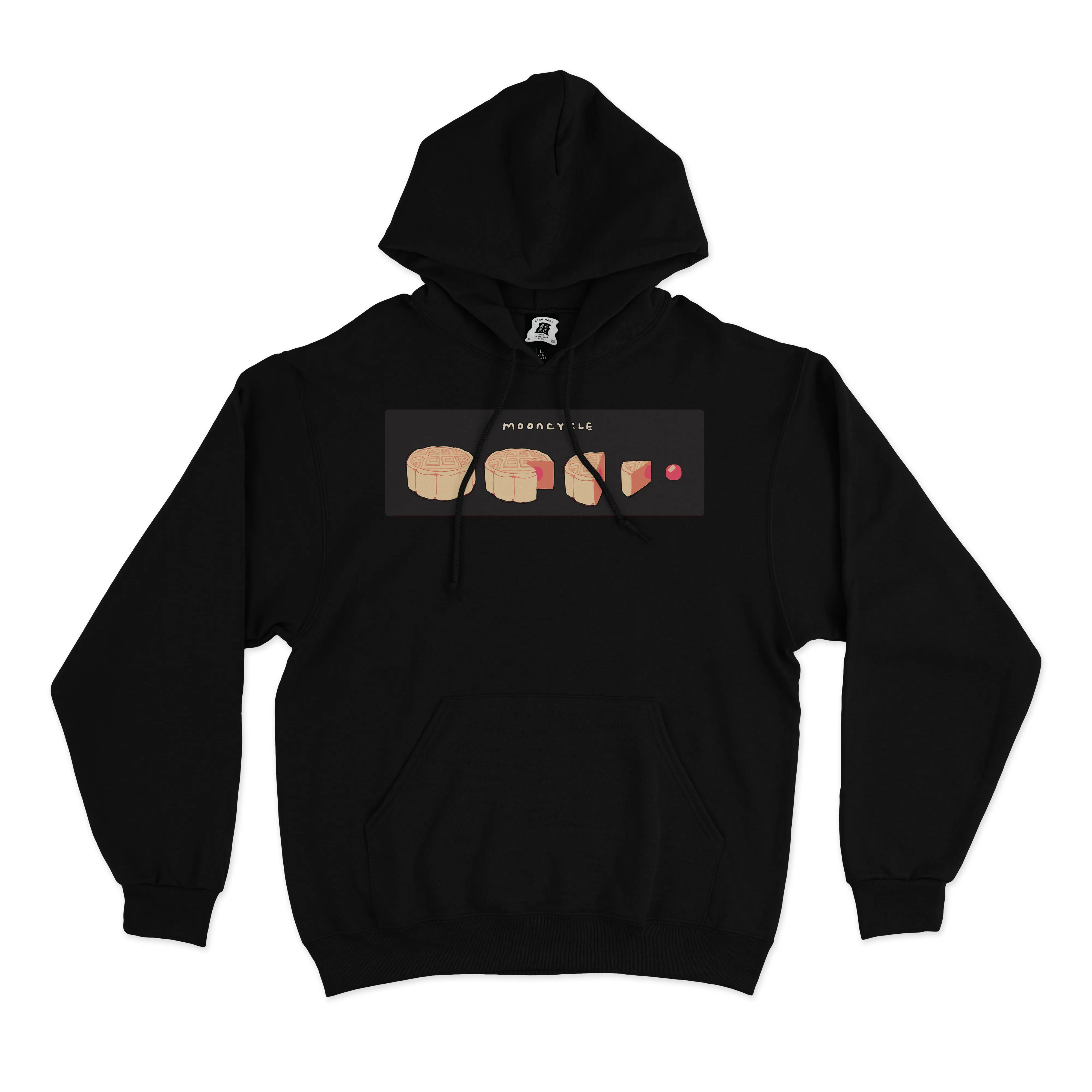 "Mooncycle" Basic Hoodie Black