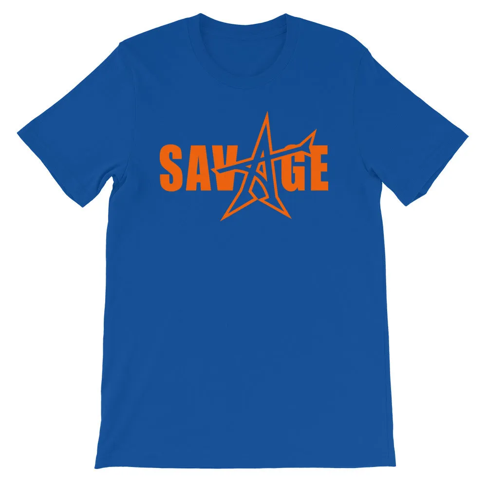 "SAVAGE" T-shirt (neon orange print)