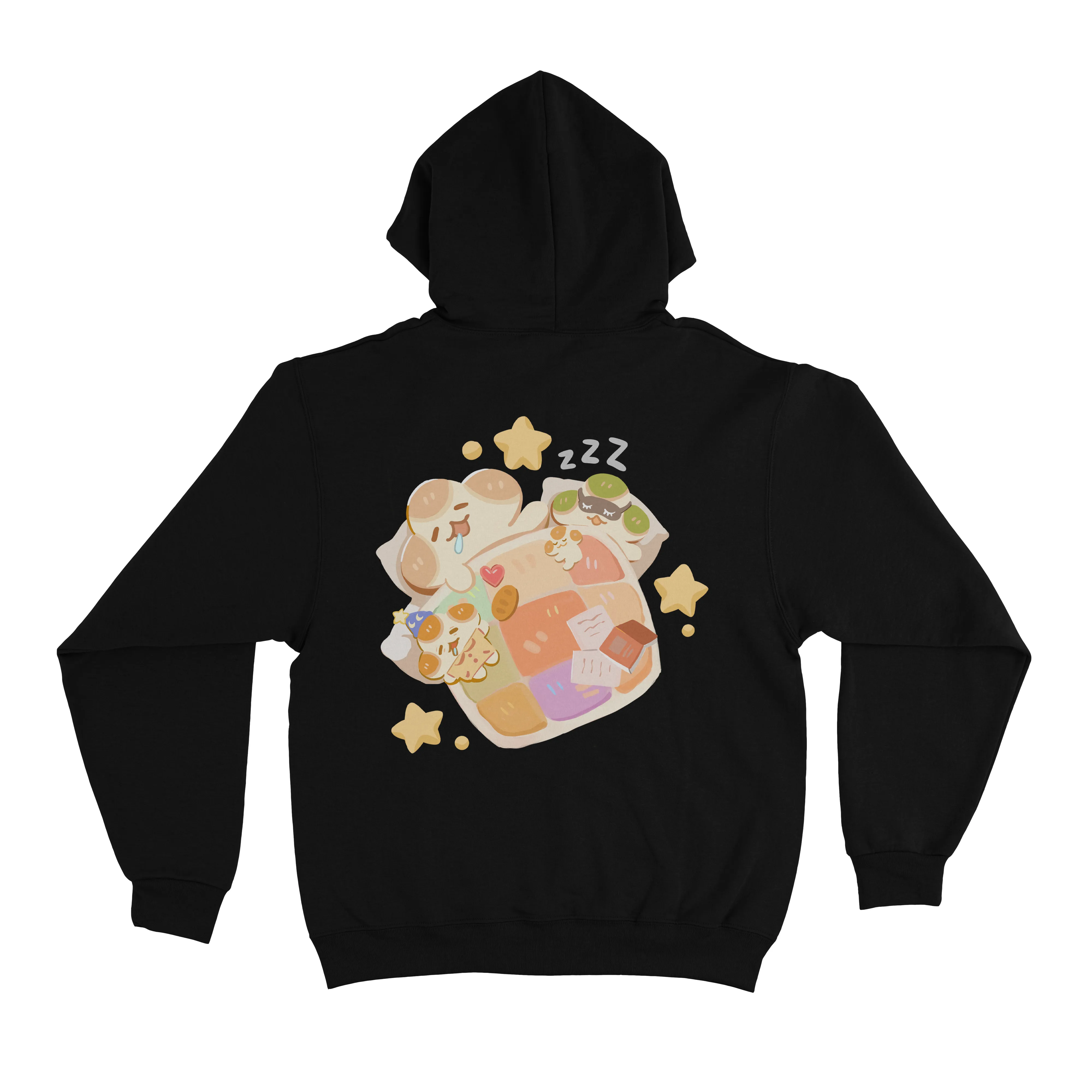 "Sleepy Days" Basic Hoodie Black/Pink