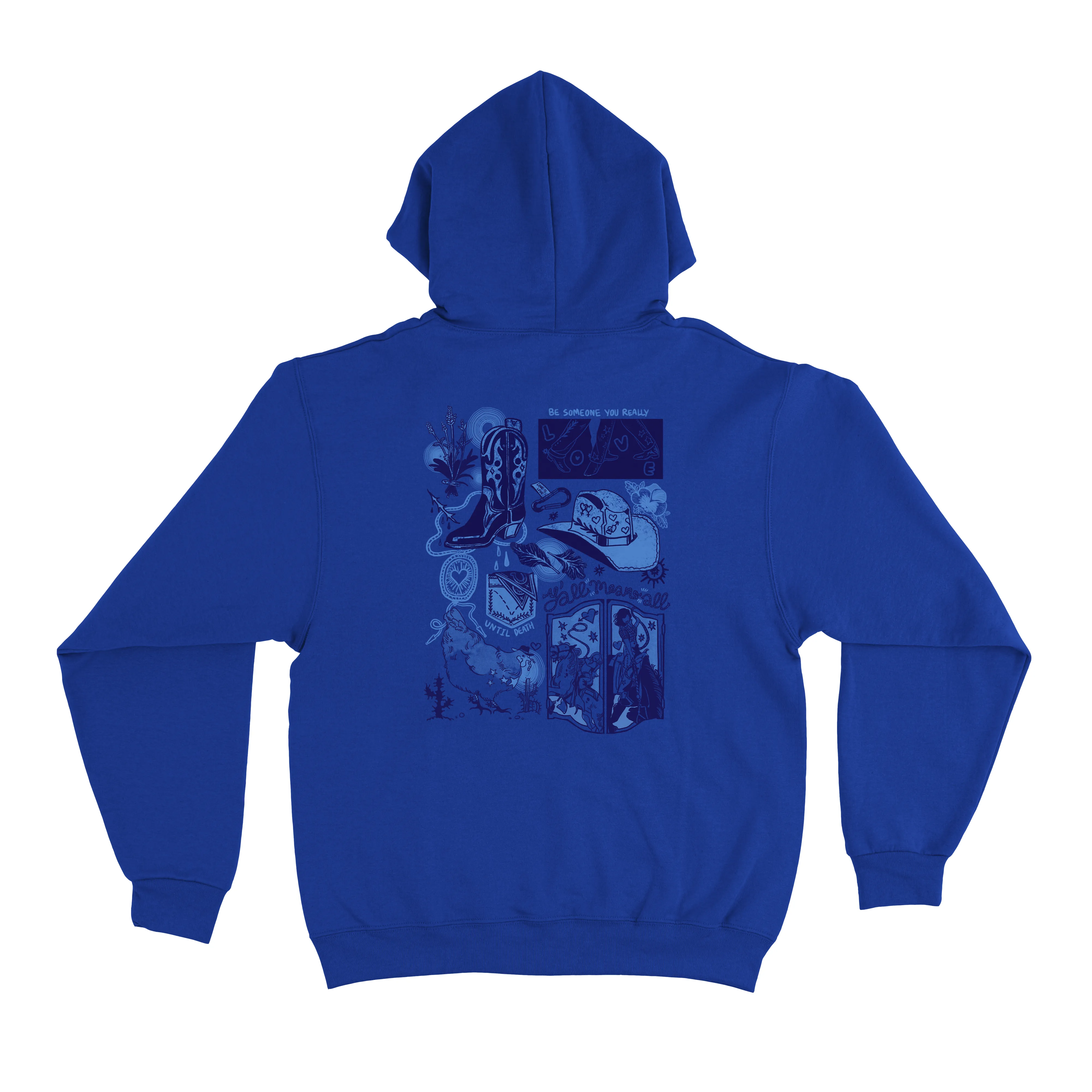 "Someone you really love " Basic Hoodie White/Cobalt Blue