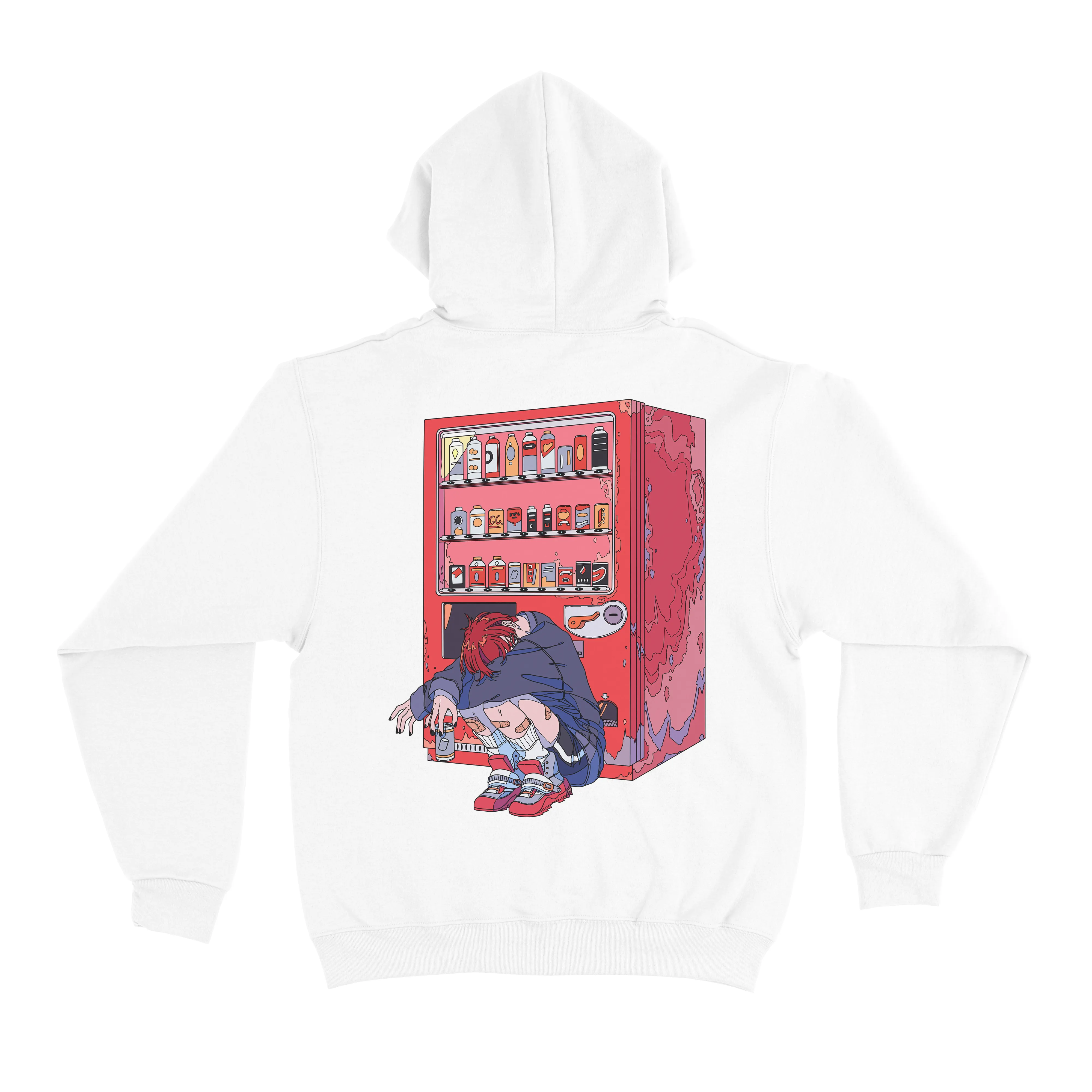 "Vending Machine" Basic Hoodie Pink/White