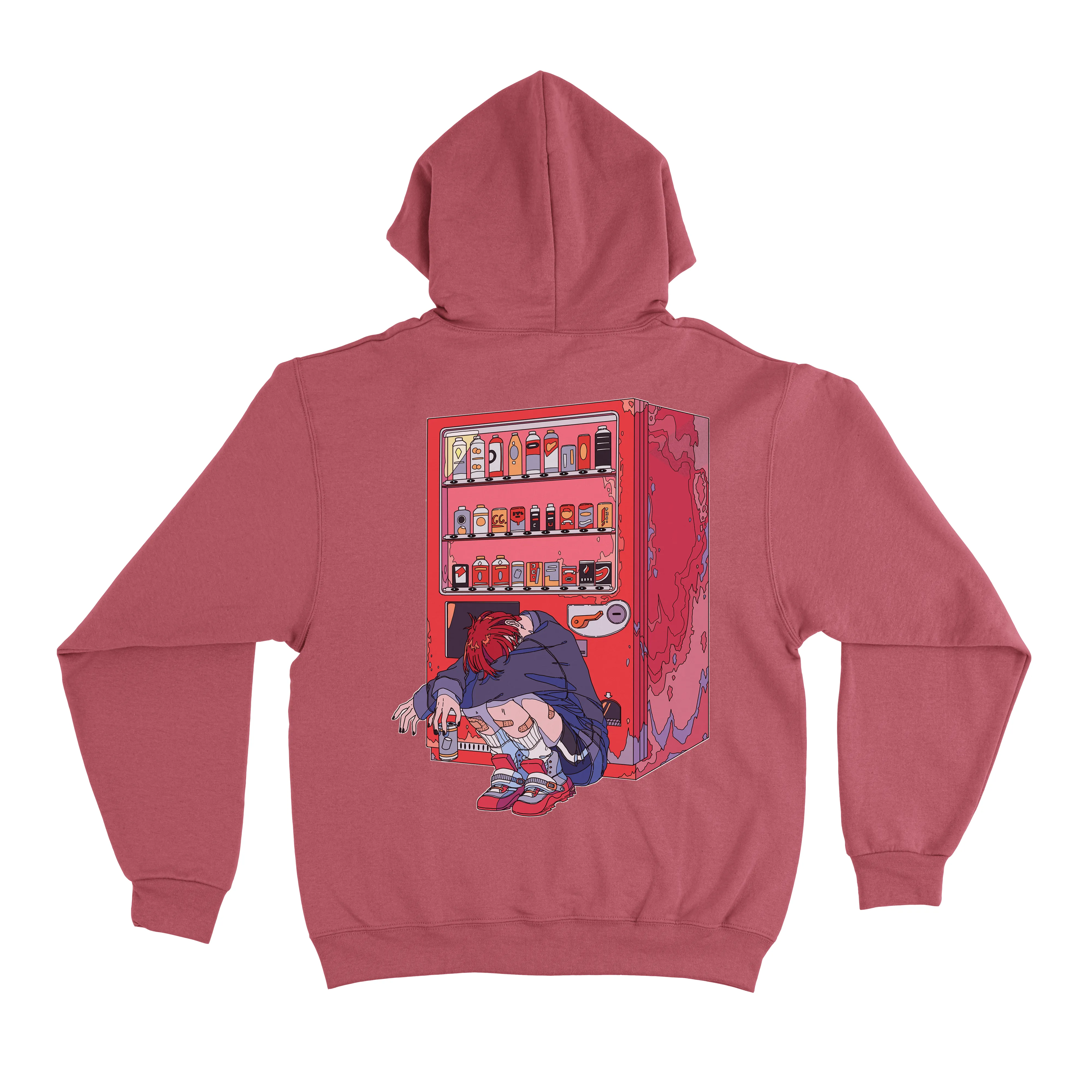 "Vending Machine" Basic Hoodie Pink/White