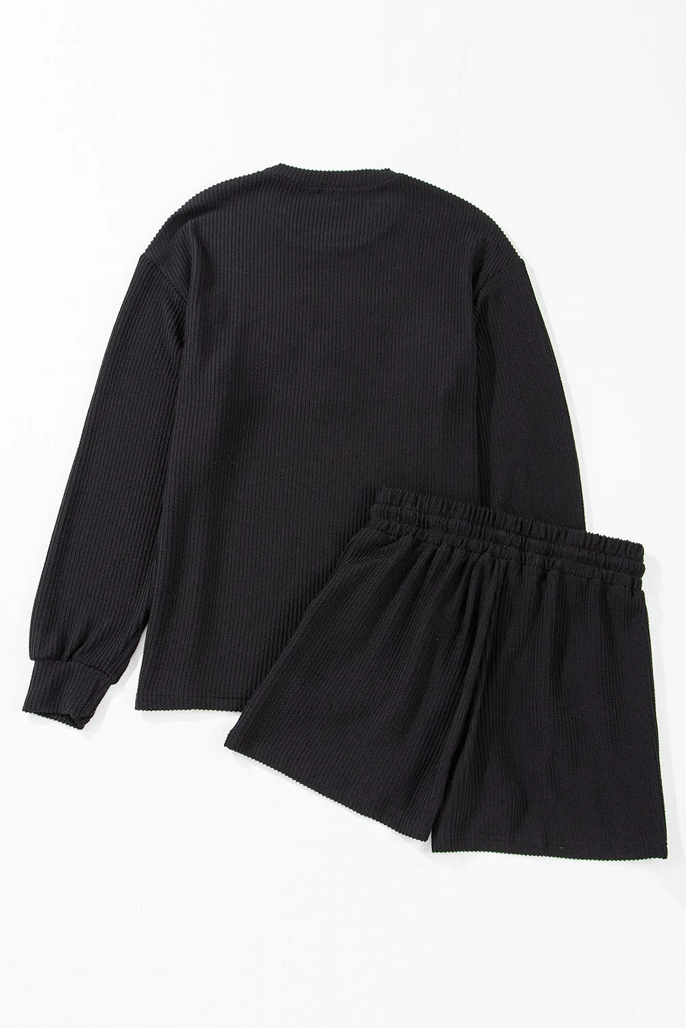 Racing Red Corded MERRY Graphic Long Sleeve Top and Shorts Set