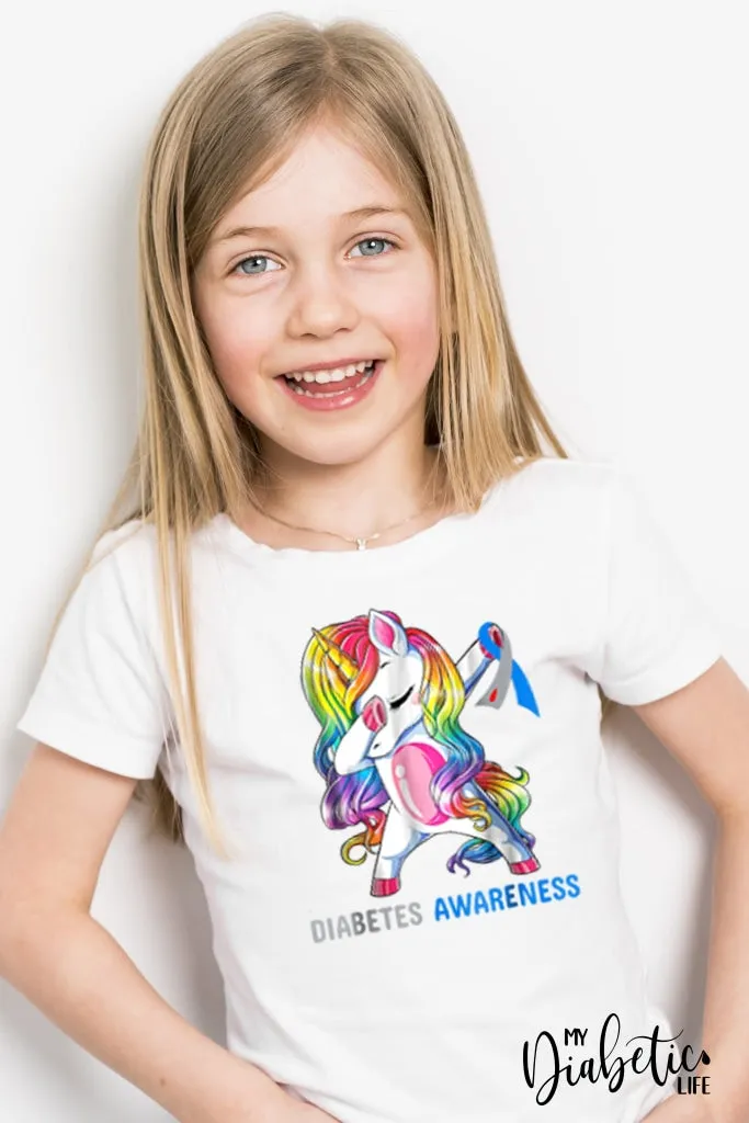 Rainbow Unicorn Diabetes Awareness  - Kids Unisex T-Shirt