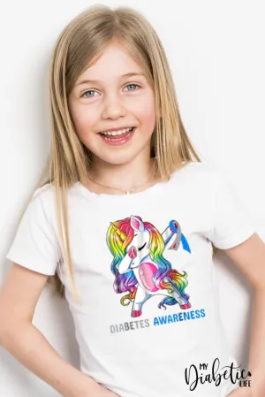 Rainbow Unicorn Diabetes Awareness  - Kids Unisex T-Shirt