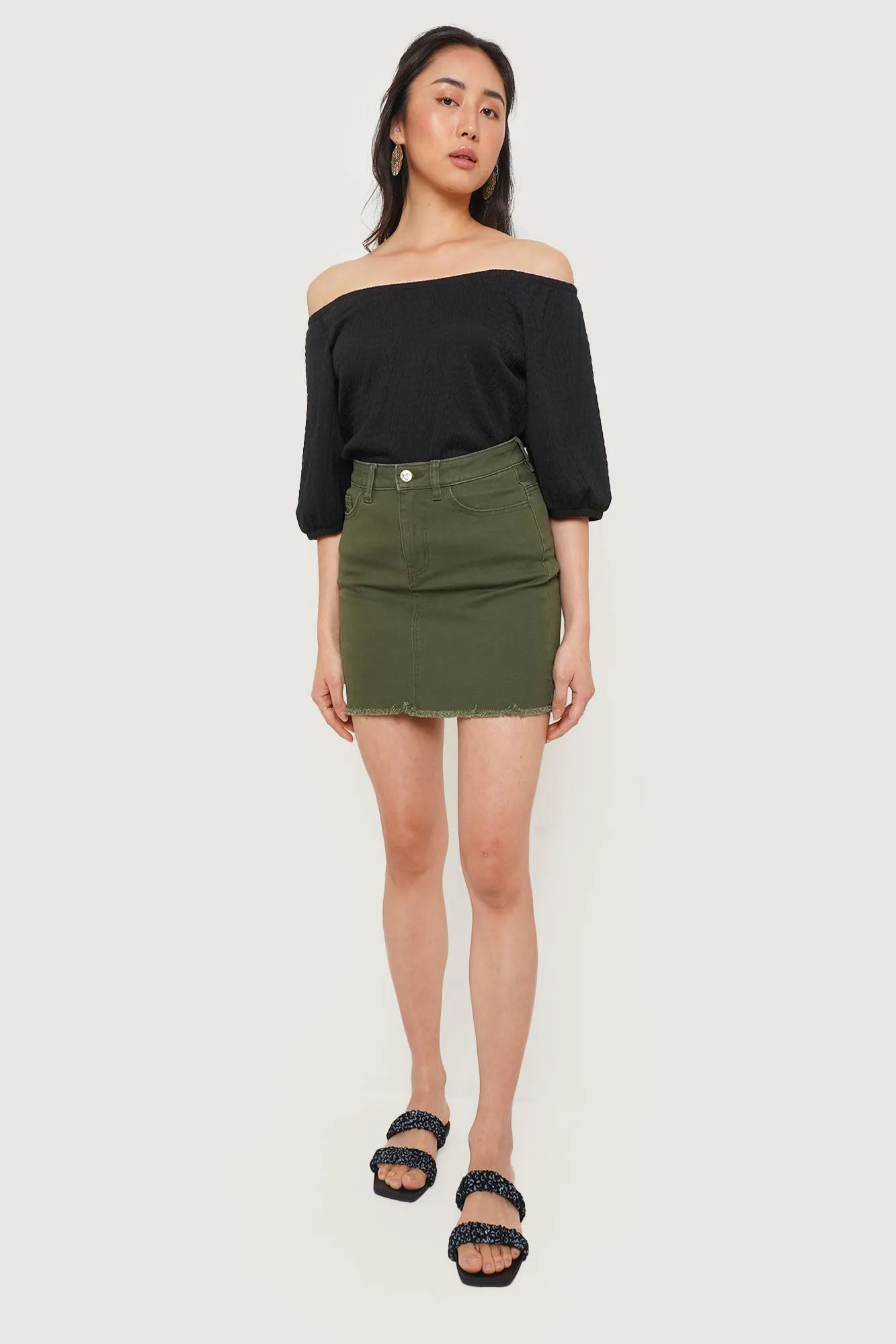 Raw Hem Mini Skirt