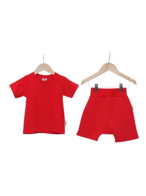 Red T-Shirt and Shorts Co-Ord Set