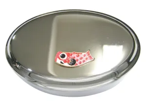 Red Toned Festival Koi Flag Koinobori Oval Trinket Jewelry Box
