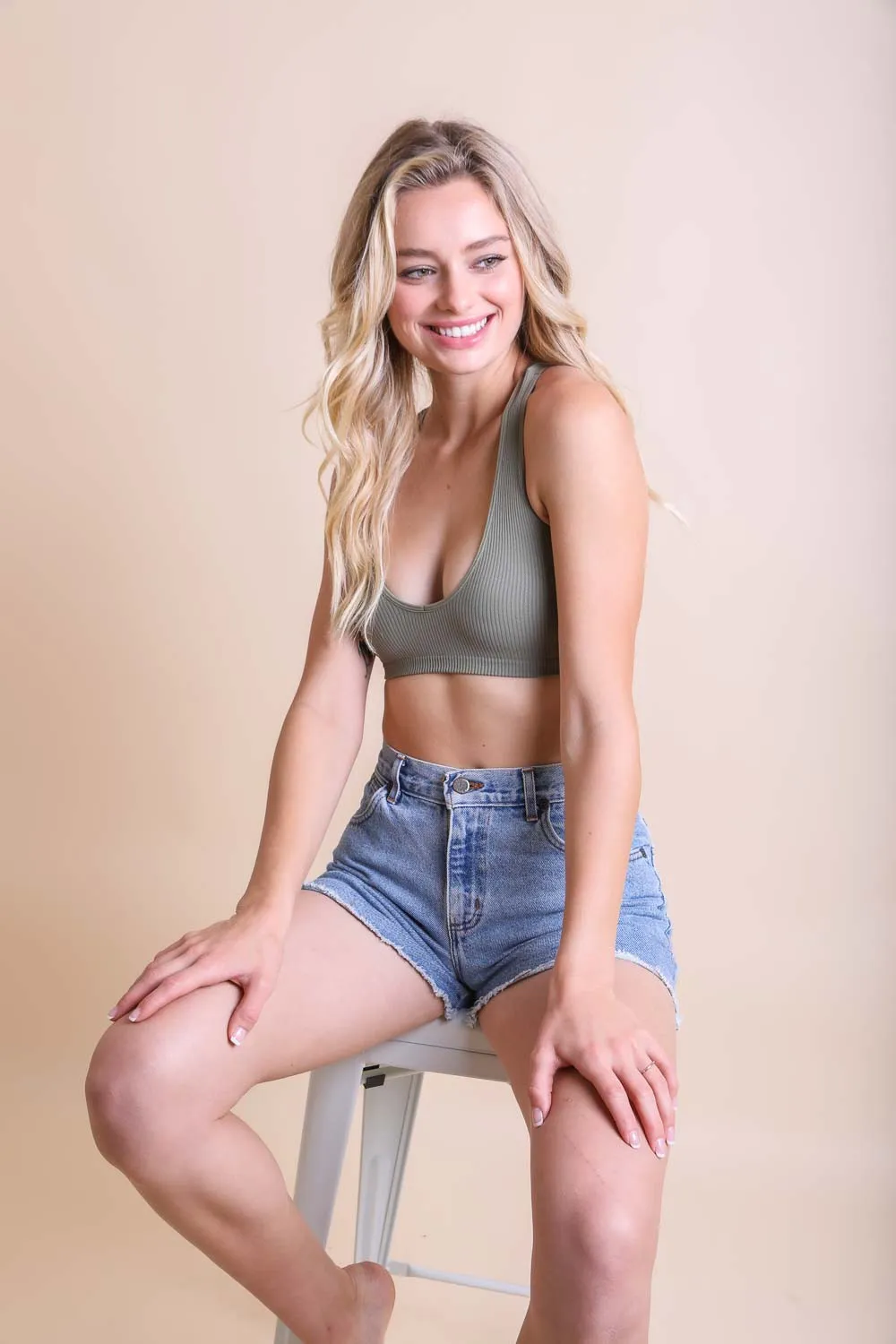 Ribbed Scoop Neck Bralette