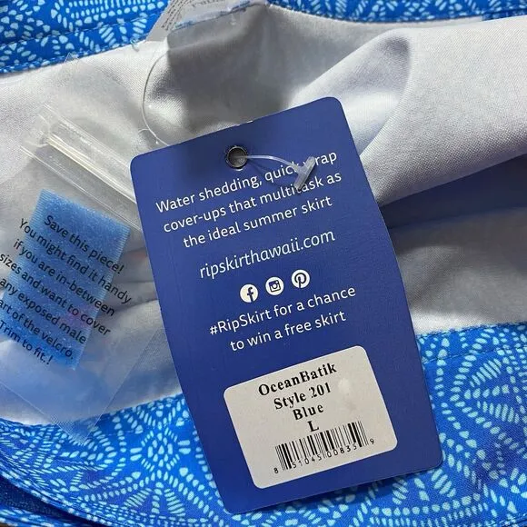 Rip Skirt Hawaii Wrap Skirt Womens Large Ocean Batik Length 2 Swim Beach Coverup