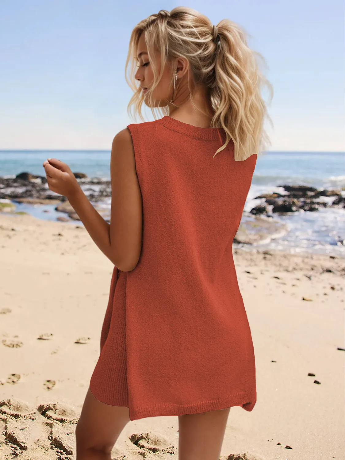 Round Neck Slit Top and Shorts Set (6 Colors)