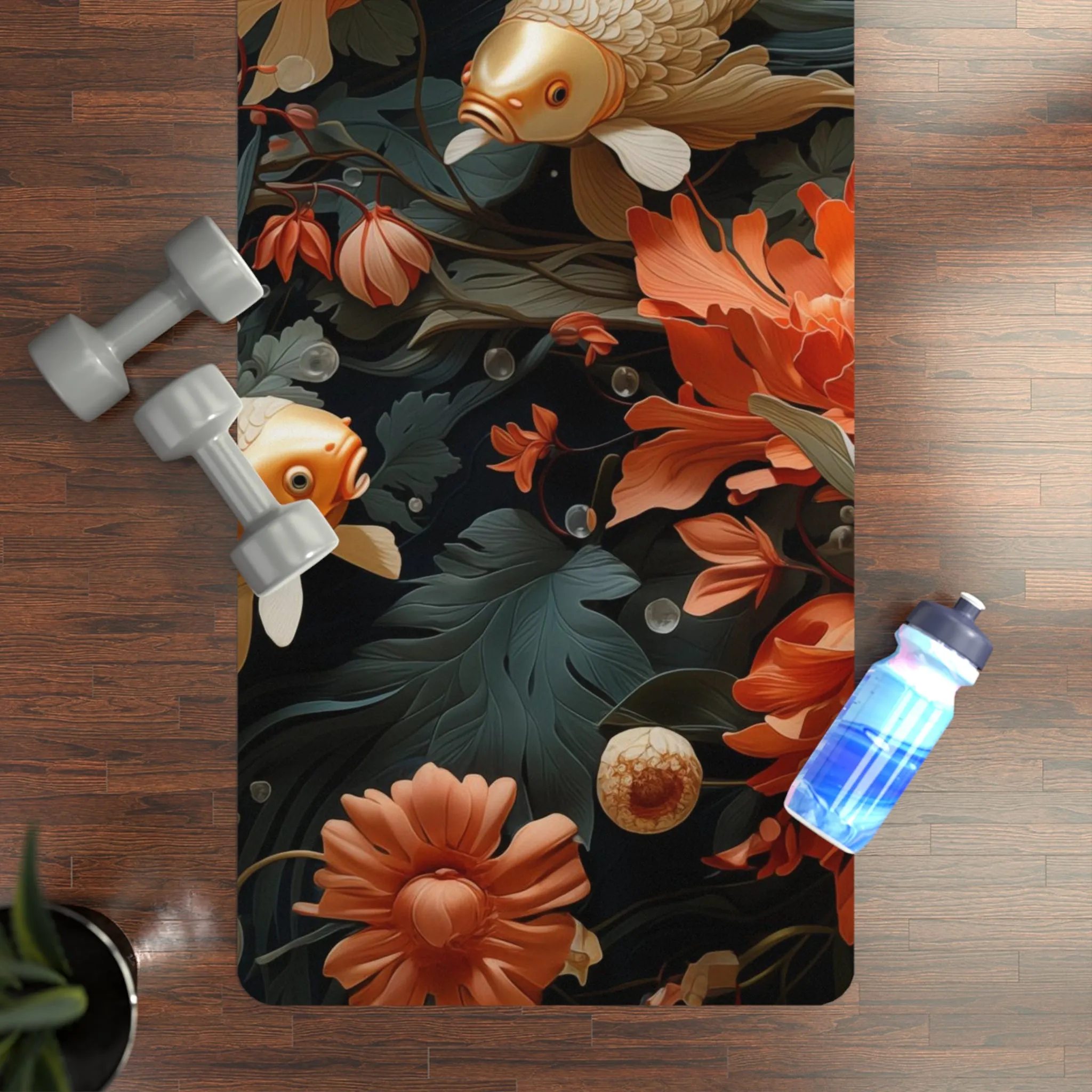 Rubber Yoga Mat- Annora Marichyasana Anime Koi Fish