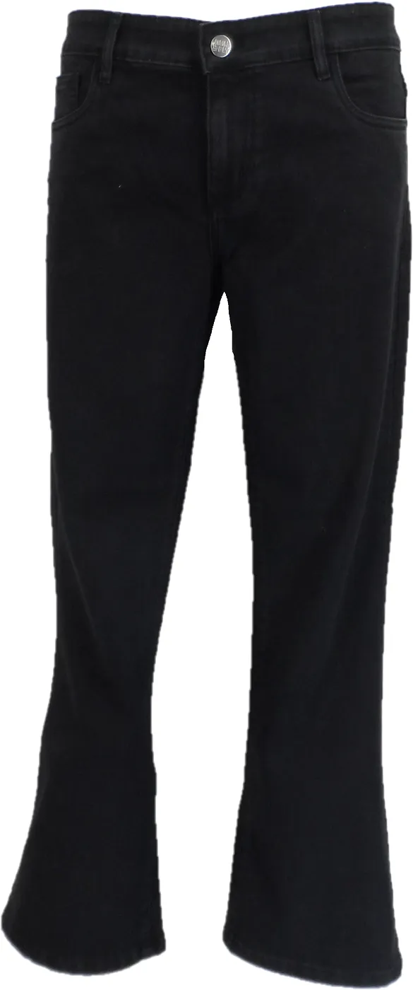 Run & Fly Mens Black Denim Bootcut Stretch Flares Jeans