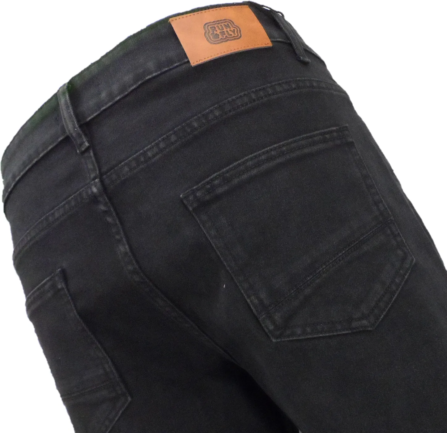 Run & Fly Mens Black Denim Bootcut Stretch Flares Jeans