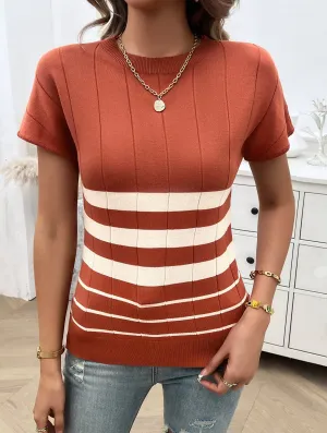 Rust & Cream Striped Top