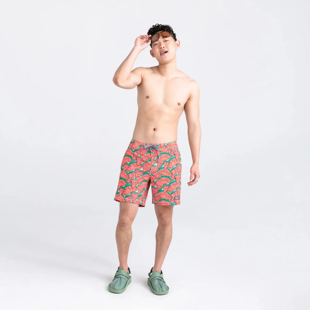Saxx Mens Betawave 7" Swim Shorts -  Mega Melon - Multi