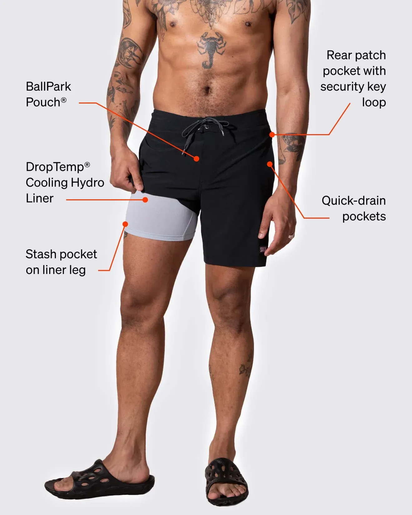 Saxx Mens Betawave 7" Swim Shorts -  Mega Melon - Multi