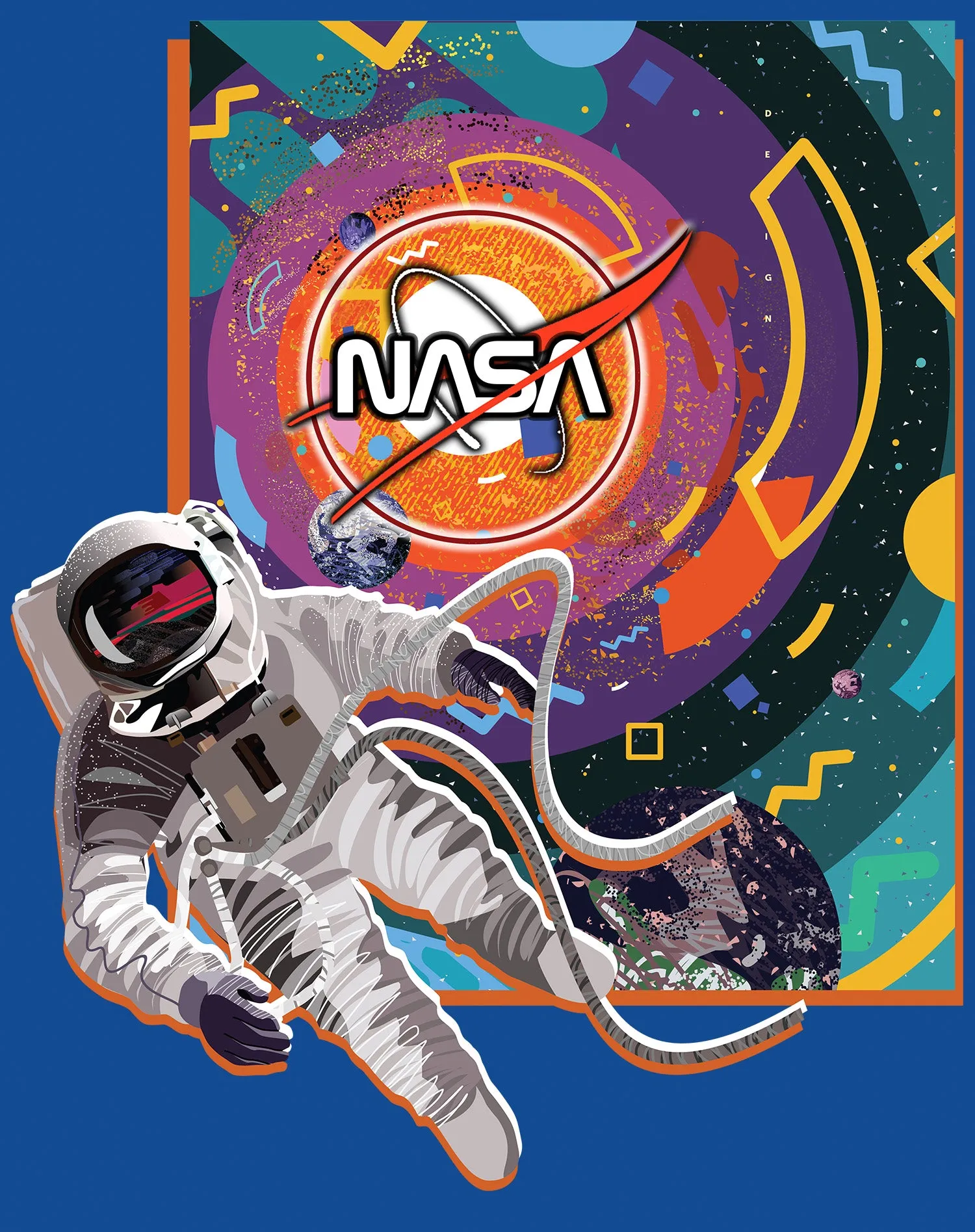 Science Space NASA Astronaut Memphis Art Retro 80s Nerd Official Men's T-shirt