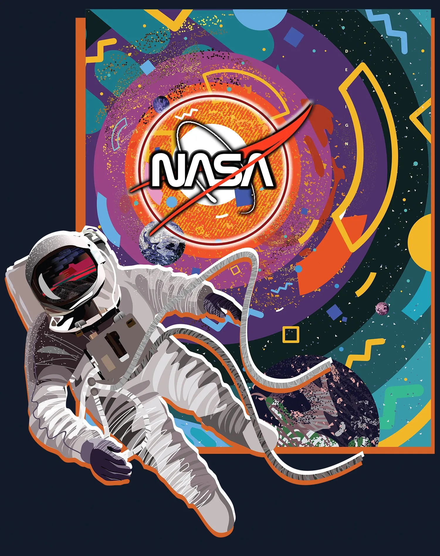 Science Space NASA Astronaut Memphis Art Retro 80s Nerd Official Men's T-shirt