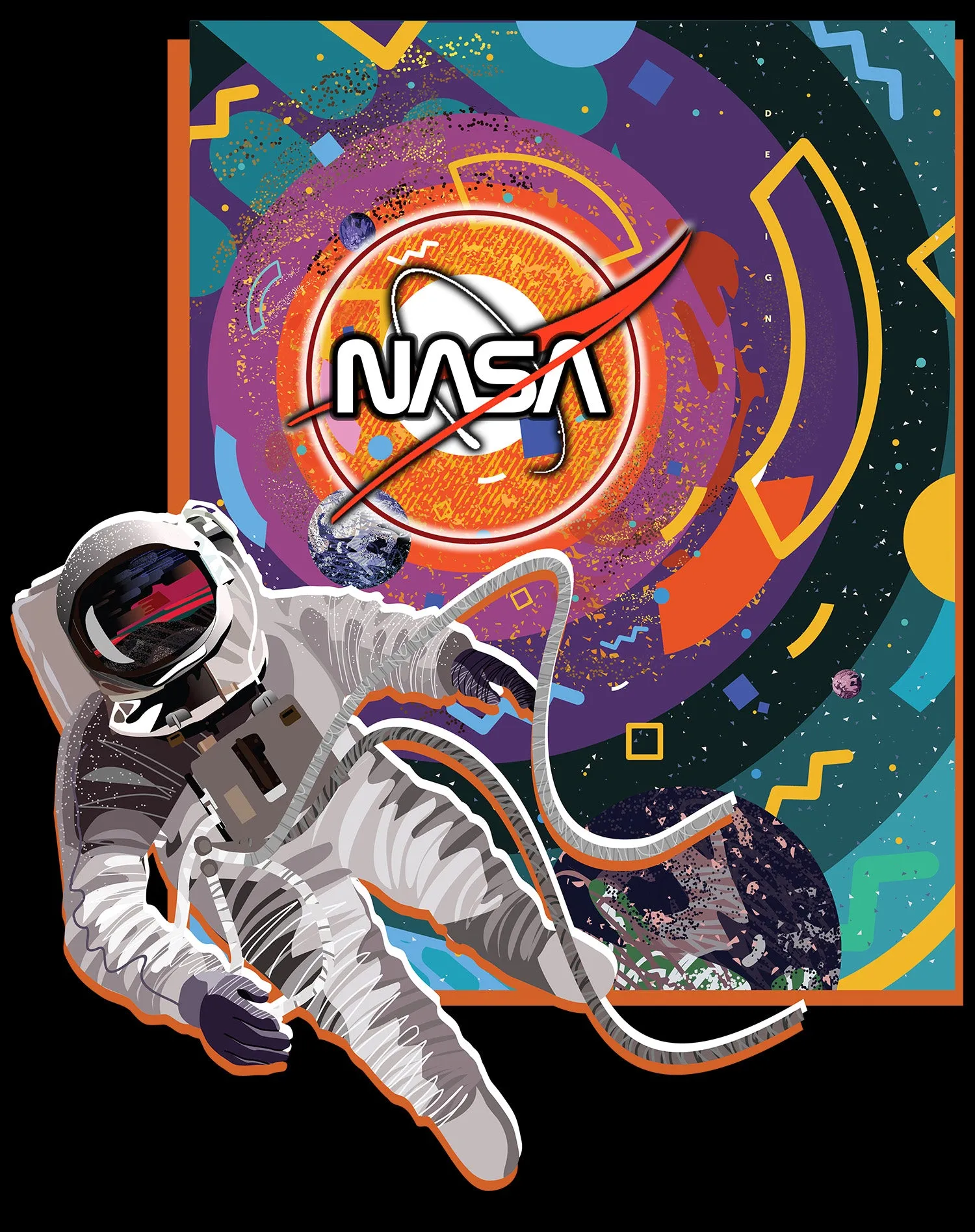 Science Space NASA Astronaut Memphis Art Retro 80s Nerd Official Men's T-shirt