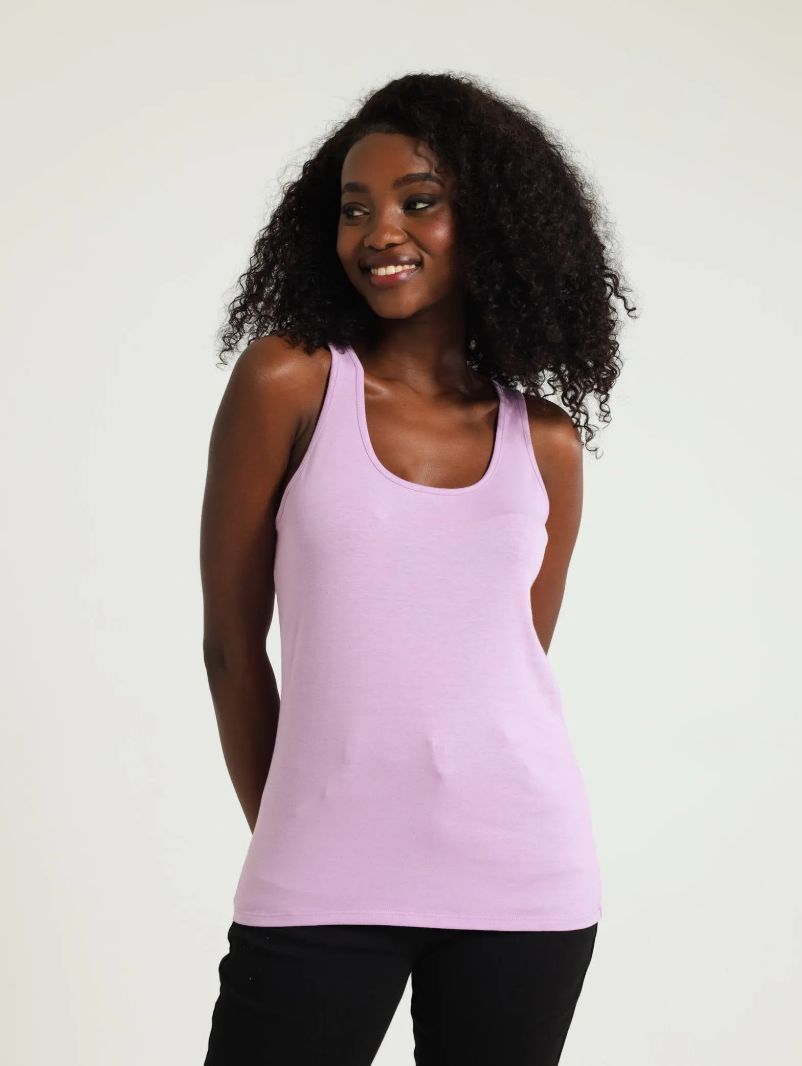 Scoop Neck Stretch Tank Top - Mauve