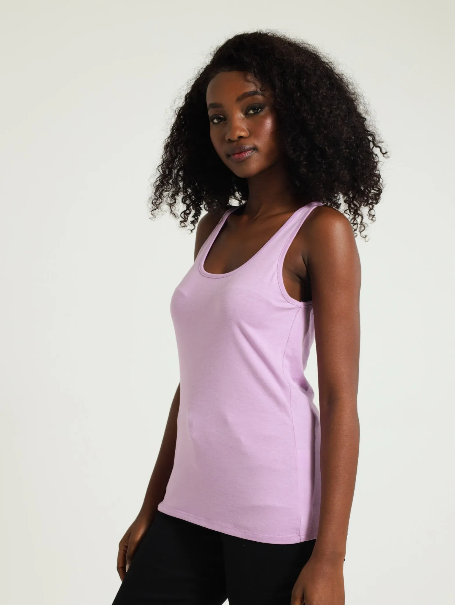 Scoop Neck Stretch Tank Top - Mauve