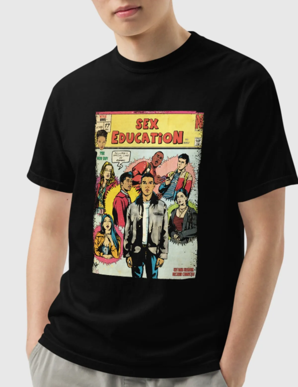 Sex Education Yellow Comic Unisex Heavyweight T-Shirt [Black]