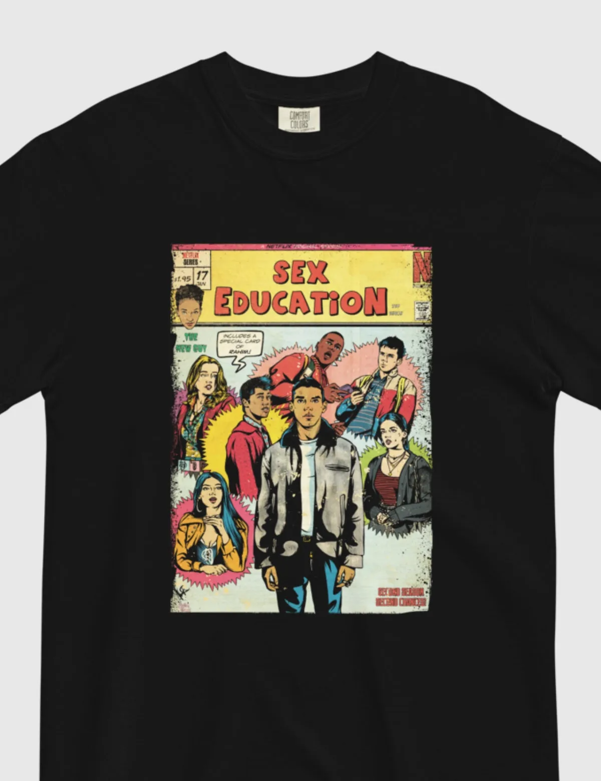 Sex Education Yellow Comic Unisex Heavyweight T-Shirt [Black]
