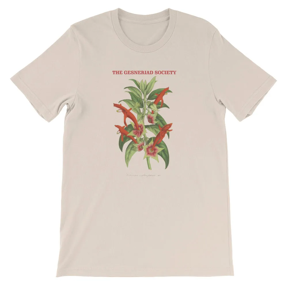 Short-Sleeve Unisex T-Shirt with Columnea erythrophaea print