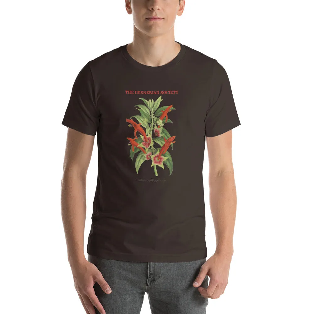 Short-Sleeve Unisex T-Shirt with Columnea erythrophaea print