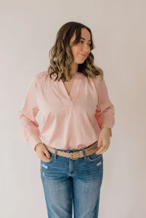 Silky V-Neck Long Sleeve Blouse
