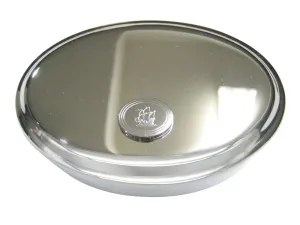 Silver Toned Etched Oval Old Style Ship Oval Trinket Jewelry Box