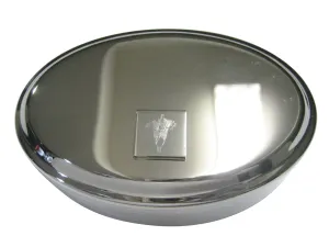 Silver Toned Etched Titan Arum Corpse Flower Carnivorous Plant Pendant Oval Trinket Jewelry Box