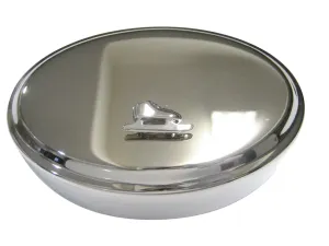 Silver Toned Ice Skating Skates Oval Trinket Jewelry Box