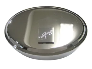 Silver Toned Square Etched Newt Gecko Lizard Oval Trinket Jewelry Box