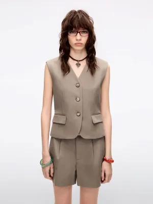 Single-Breasted Sleeveless Vest