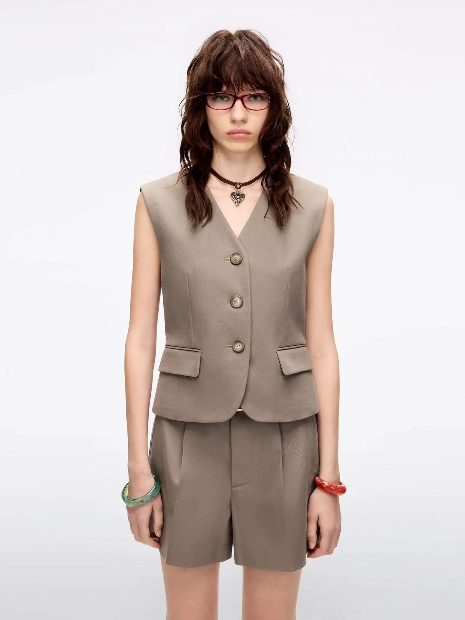 Single-Breasted Sleeveless Vest