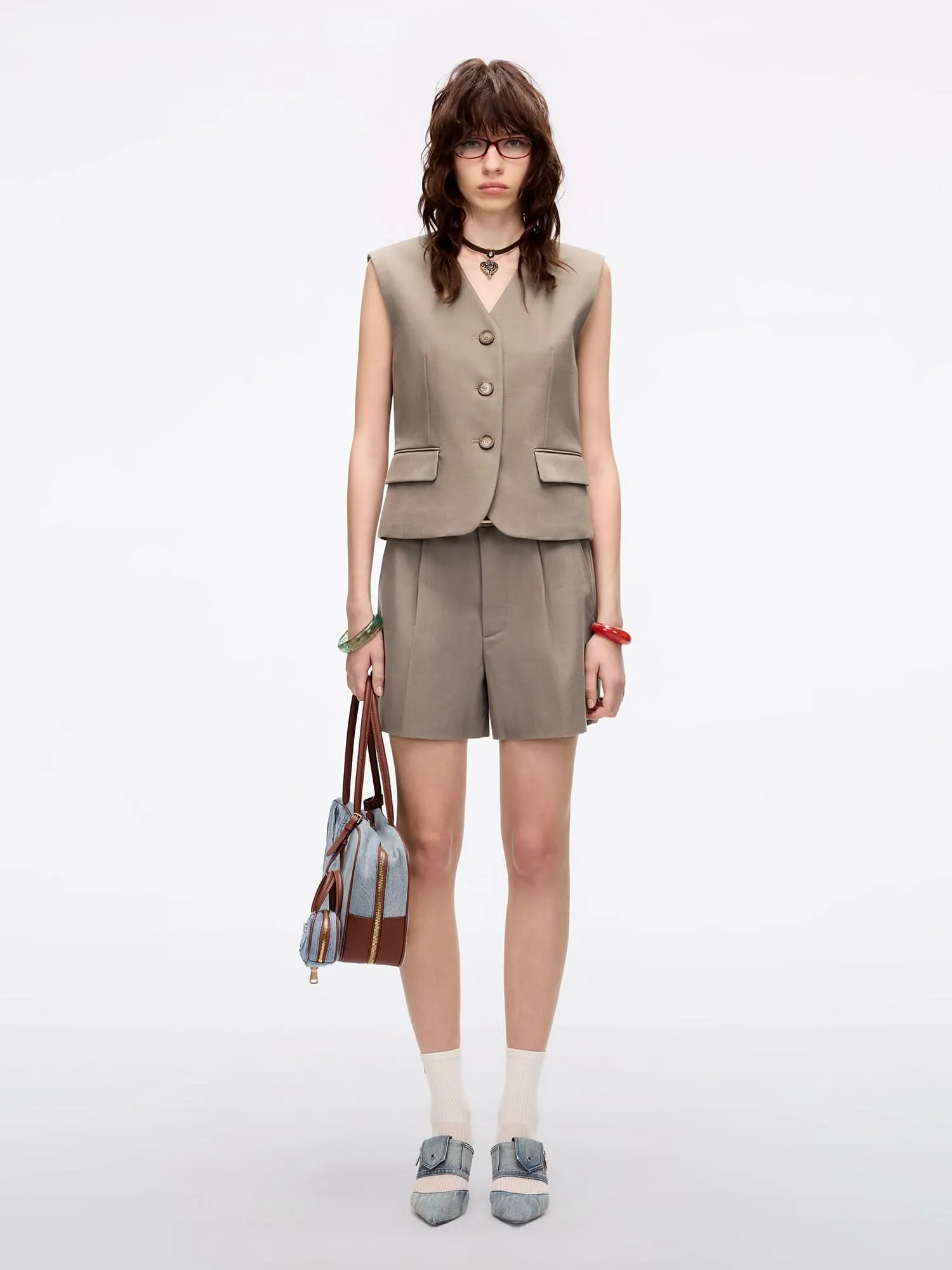 Single-Breasted Sleeveless Vest