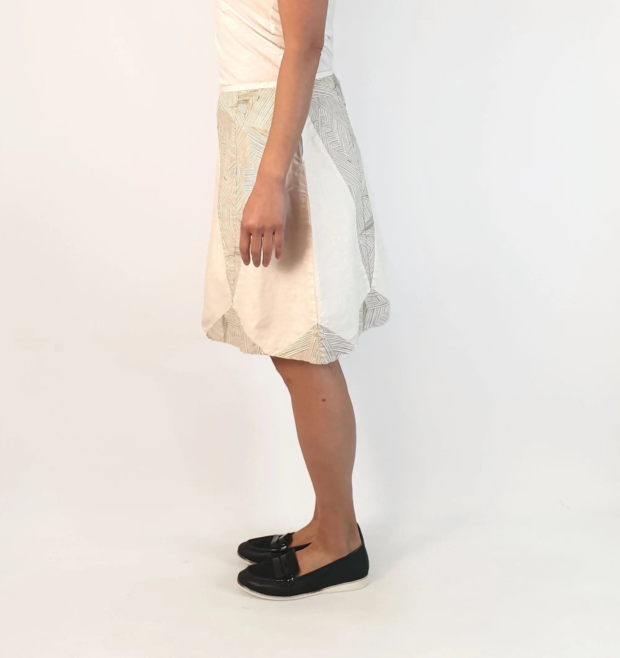Skunkfunk white and striped print skirt size S